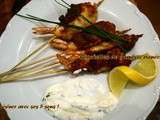 Brochettes de gambas panées