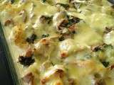 Gratin de chou fleur , pommes de terre et thon