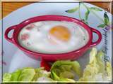 Oeuf cocotte au boursin et dés de jambon