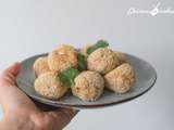 Boulettes de dinde panées avec un coeur coulant au fromage fumé