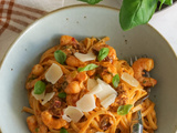 Linguine aux crevettes et aux tomates séchées