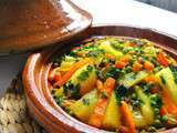 Tajine de carottes, petits pois et pommes de terre