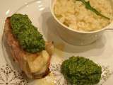 Médaillons de Lotte en paupiette de Lard et son Pesto de Roquette