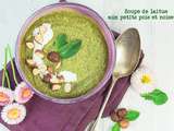 Soupe de laitue aux petits pois et noisettes