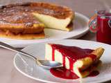 Gâteau léger au fromage blanc et son coulis de framboises