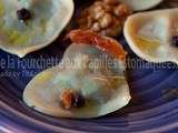 Raviolis aux feuilles de blettes, brousse, noix, raisins secs et tomates séchées