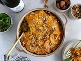 Gratin de courge butternut, poireaux et châtaignes