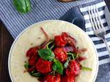 Polenta au chèvre, tomates cerises rôties et épinards (Sans Gluten)