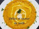 Velouté de butternut et lentilles corail