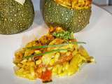 Courgettes rondes farcies au riz, tomate et curry