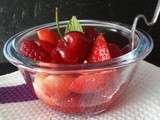 Salade de fruits rouges, fraise, framboise et cerise