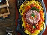 Tagliatelle bolognaise au tartare de thon