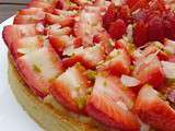 Tarte aux fraises à la crème d'amandes et à la crème pâtissière aromatisée à l'amaretto