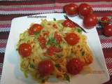 Linguine a l'ail et aux tomates fraîches