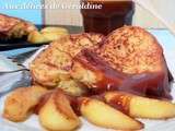 Brioche perdue aux pommes dorées et sauce caramel au beurre salé