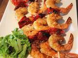 Brochettes de gambas au chorizo