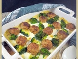 Boulettes de porc et veau brocoli mozzarella sauce moutarde