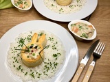 Bouchées lapin à la béchamel légère aux légumes et lardons grillés