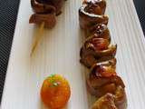 Brochettes d’aiguillettes de canard aux abricots