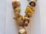 Brochettes de dinde aux champignons