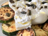 Courgettes grillées, burrata et graines de courges