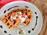 Gaufres de carottes, fromage blanc et saumon fumé