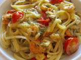 Linguine aux crevettes, aux tomates cerises et à l’oseille