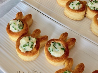 Mini bouchées lapin à la béchamel à la ciboulette