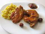 Poulet jaune au vinaigre et cerises