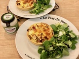 Quiches aux poireaux, jambon blanc et moutarde