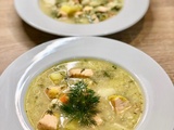 Soupe aux deux poissons, légumes et aneth fraîche