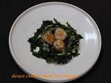 Noix de Saint Jacques, chou kale Red Russian et Kari Gosse