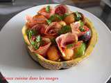 Salade melon, figues, tomates zébra et lomo