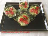 Verrine d'avocat, chèvre frais et concombre