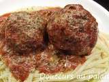 Polpettes de veau, sauce tomate et linguine