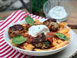 Boulettes sauce tomate basilic, penne, burrata de Cyril Lignac