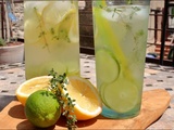 Eau detox citron, citron vert et thym