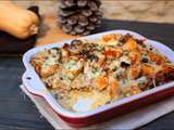 Gratin de courge butternut aux champignons, jambon cru et cantal