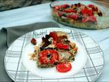 Gratin de pain perdu aux tomates, basilic et origan