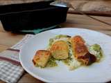 Gratin de quenelles de brochet sur lit de courgettes et crème de parmesan