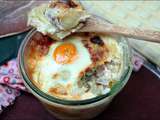 Oeufs cocotte aux ravioles et jambon cru