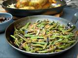 Poêlée de haricots verts et champignons aux oignons caramélisés