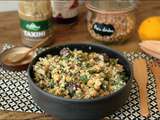 Salade de pois chiches et boulgour, sauce tahini