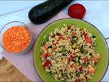 Salade de riz complet aux lentilles corail, avoine et légumes