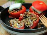 Tomates farcies au fromage de chèvre, quinoa et pistaches