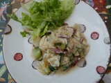 Ravioles au parmesan, courgette et bacon