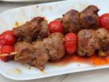 Brochettes de rognon de veau epicees a la plancha