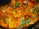 Cuisses de poulet roti aux oranges, butternut et romarin