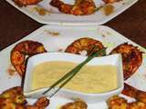 Gambas grillees au gingembre et aux epices sur lit de compote spicy