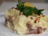 Parmentier de canard confit pommes de terre navets blonds aux noisettes